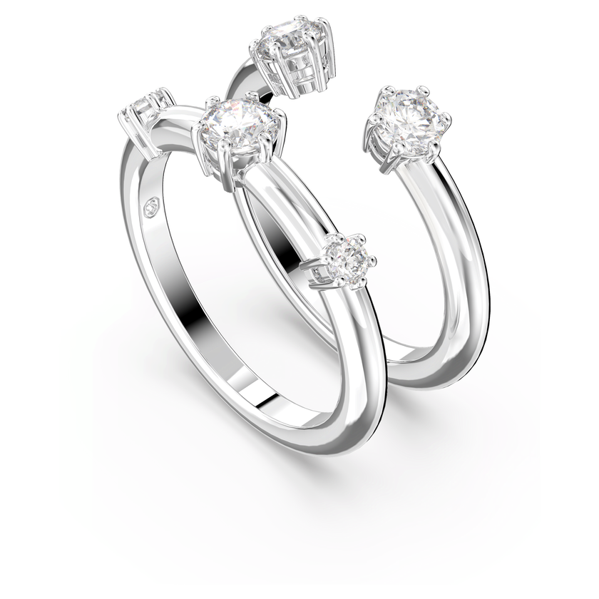 swarovski constella ring  set  2   round cut  white  rhodium plated