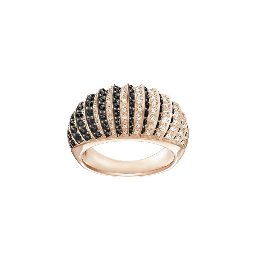 Luxury Domed Ring, Black, Rose Gold Plating