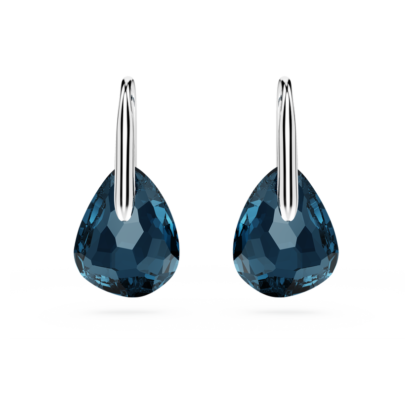 swarovski galet drop earrings  dark blue  rhodium plated