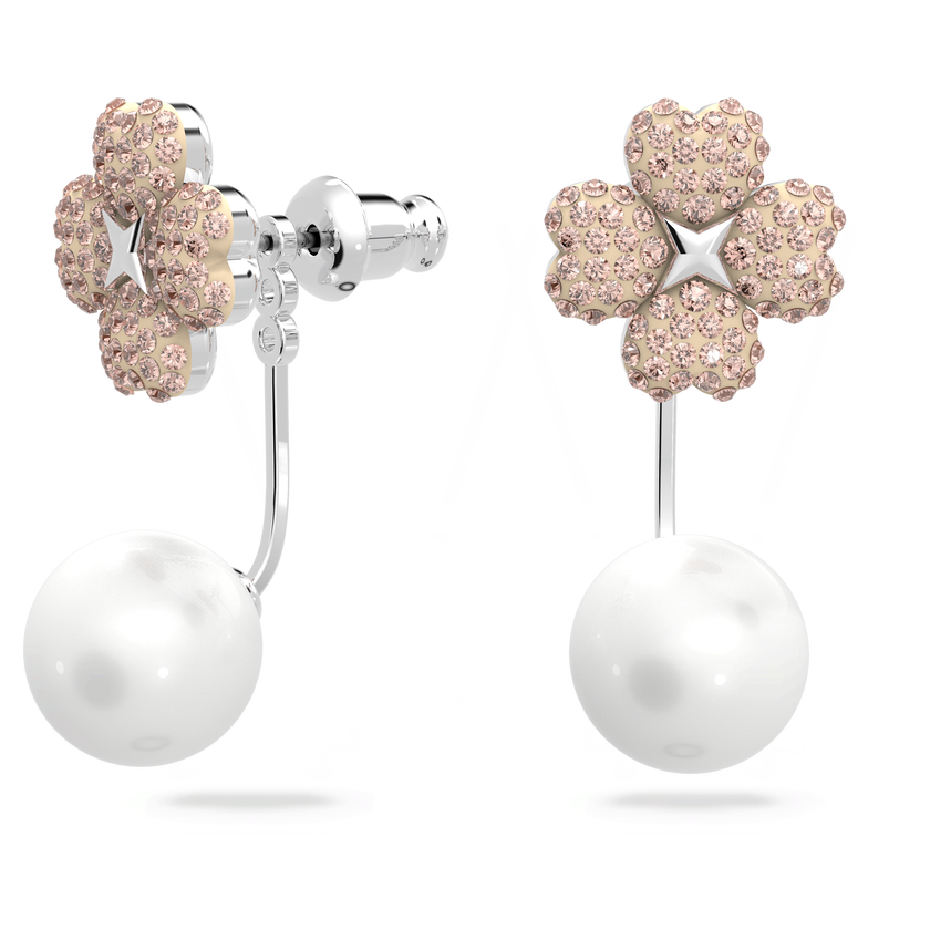 swarovski latisha earring jackets  flower  pink  rhodium plated