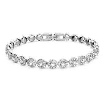 swarovski una angelic tennis bracelet  round cut  small  white  rhodium plated