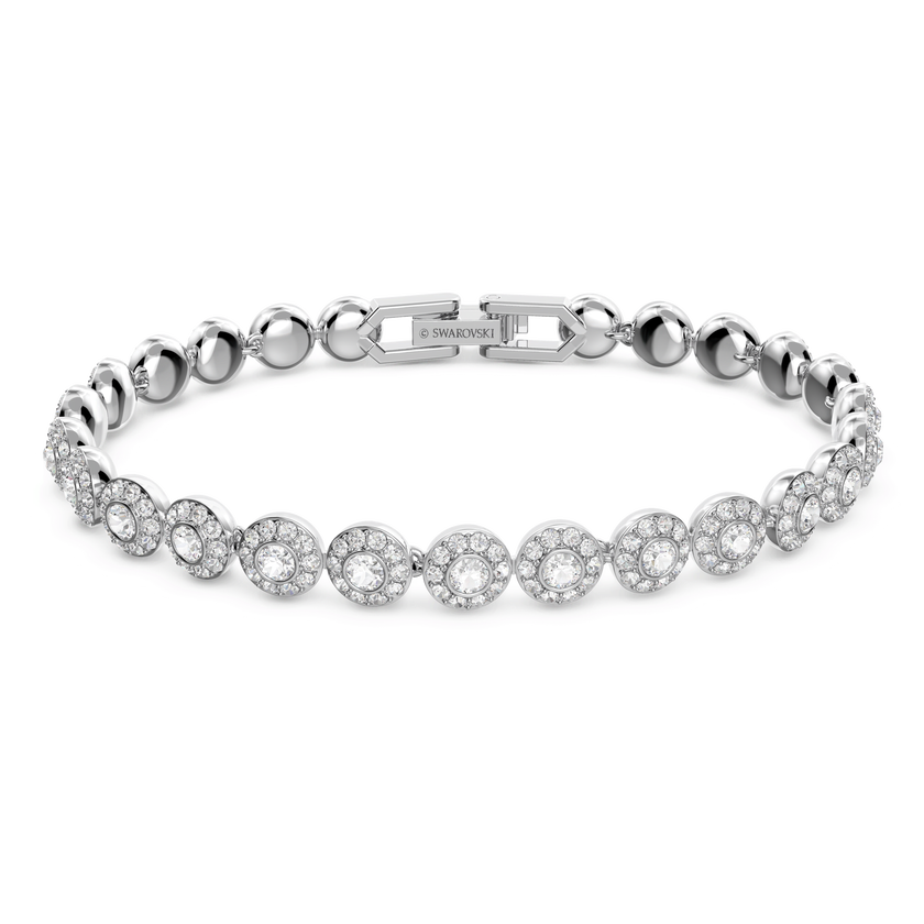 swarovski una angelic tennis bracelet  round cut  small  white  rhodium plated