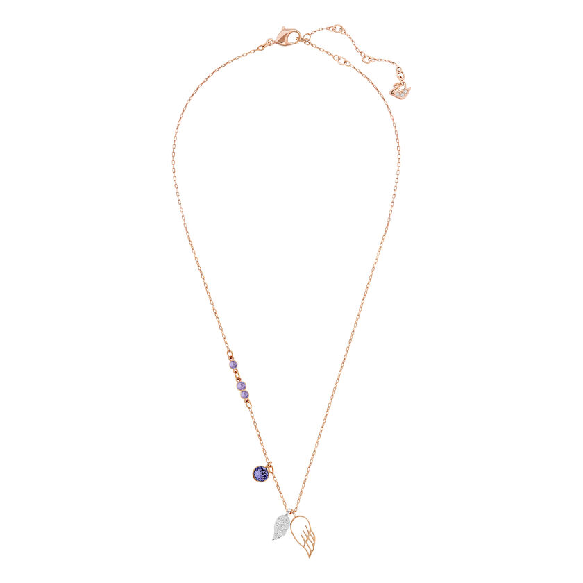 swarovski symbolic pendant  wing  purple  rose gold tone plated