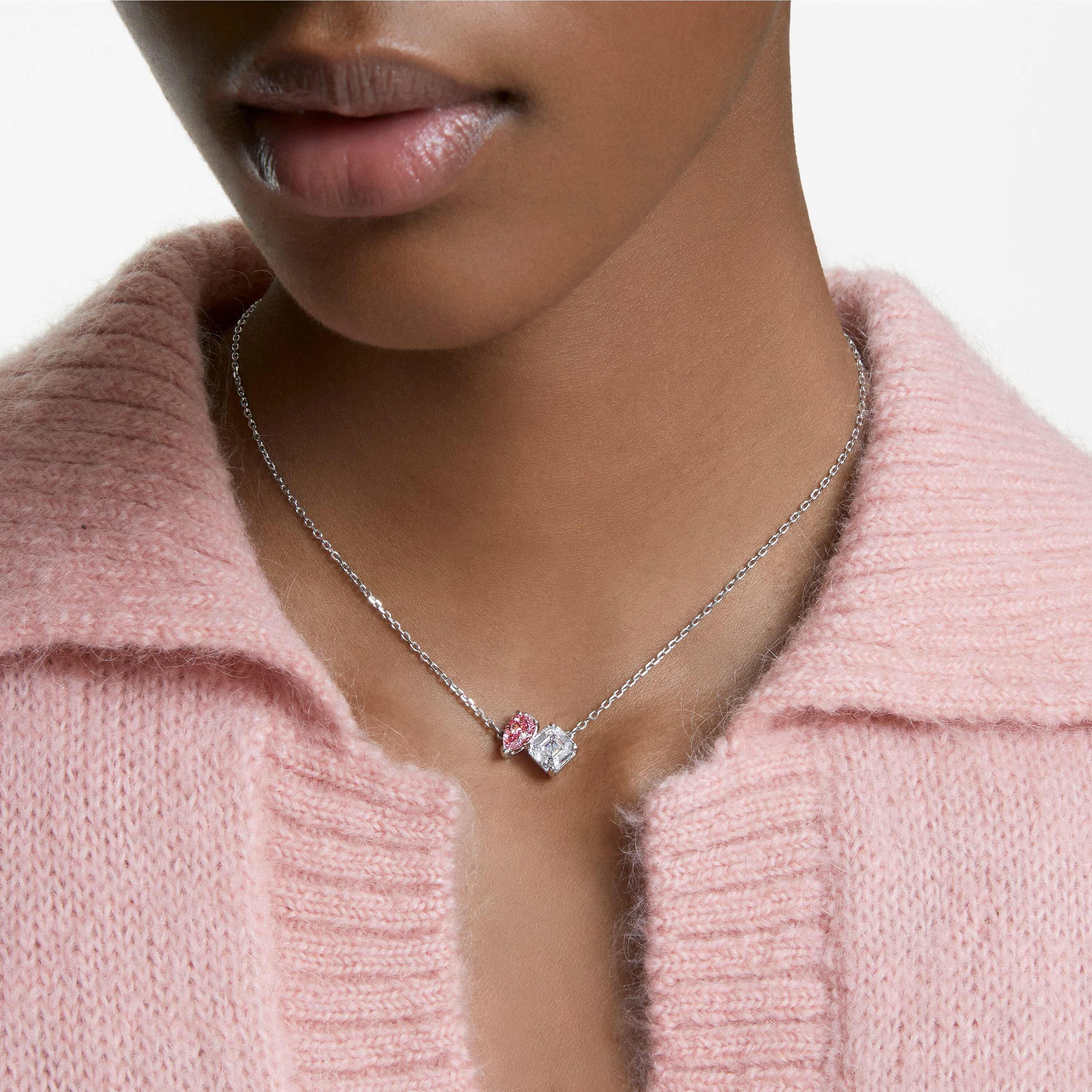 swarovski attract soul necklace  pink  rhodium plated