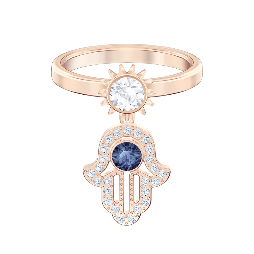 Swarovski Symbolic Motif Ring, Blue, Rose-gold tone plated
