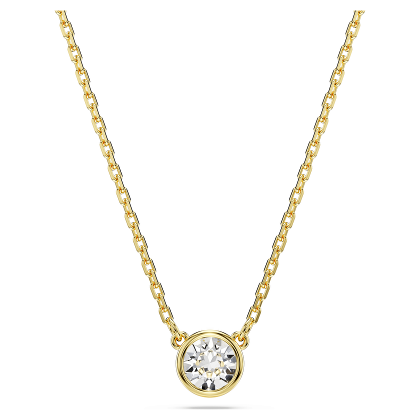 swarovski imber pendant  round cut  white  gold tone plated