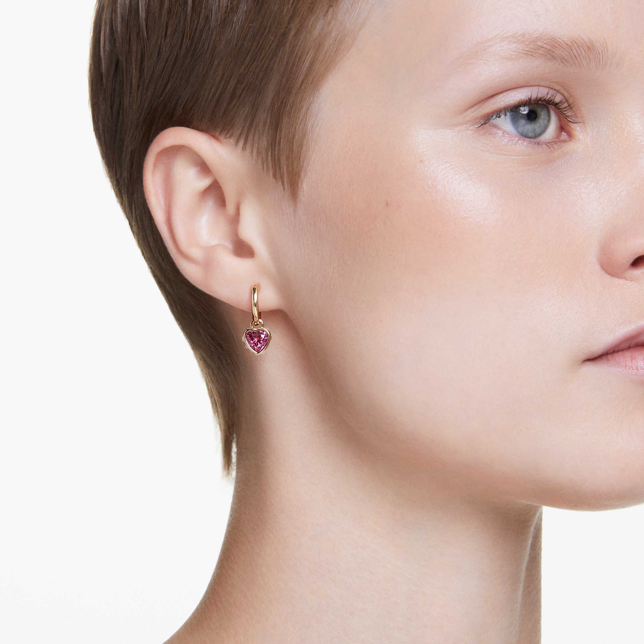 Buy Swarovski Chroma drop earrings Heart Red Gold tone plated