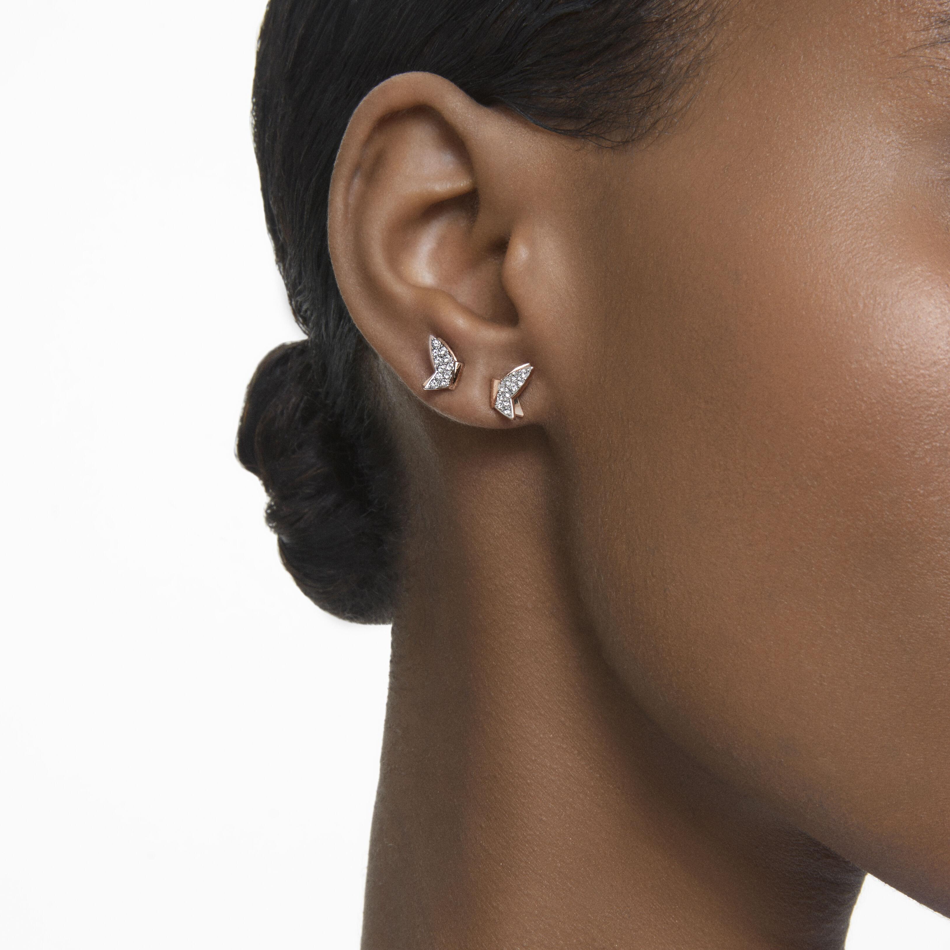 Buy Swarovski Lilia stud earrings Butterfly White Rose gold tone plated