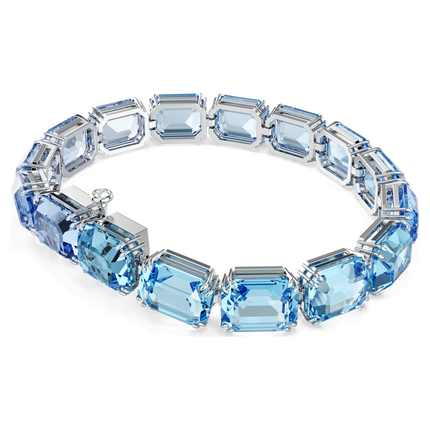 swarovski millenia tennis bracelet  octagon cut  color gradient  blue  rhodium plated