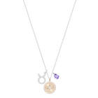 Zodiac Pendant, Taurus, Violet, Rhodium Plating