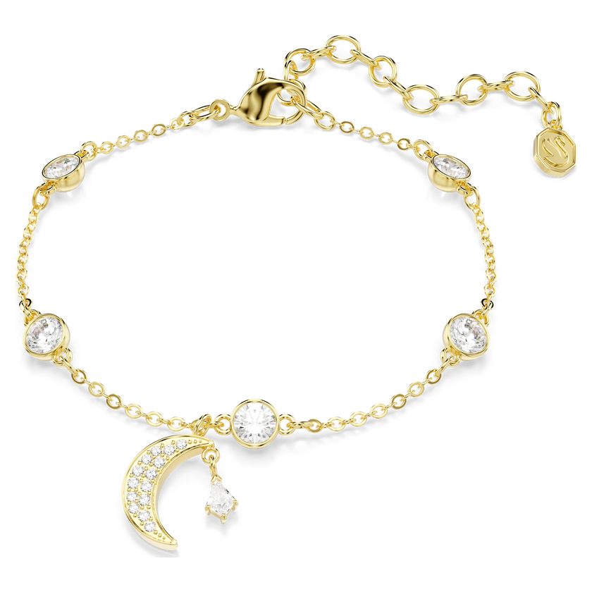 swarovski symbolica bracelet  round cut  moon  white  18k gold finish