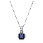 swarovski birthstone pendant square cut december blue rhodium plated