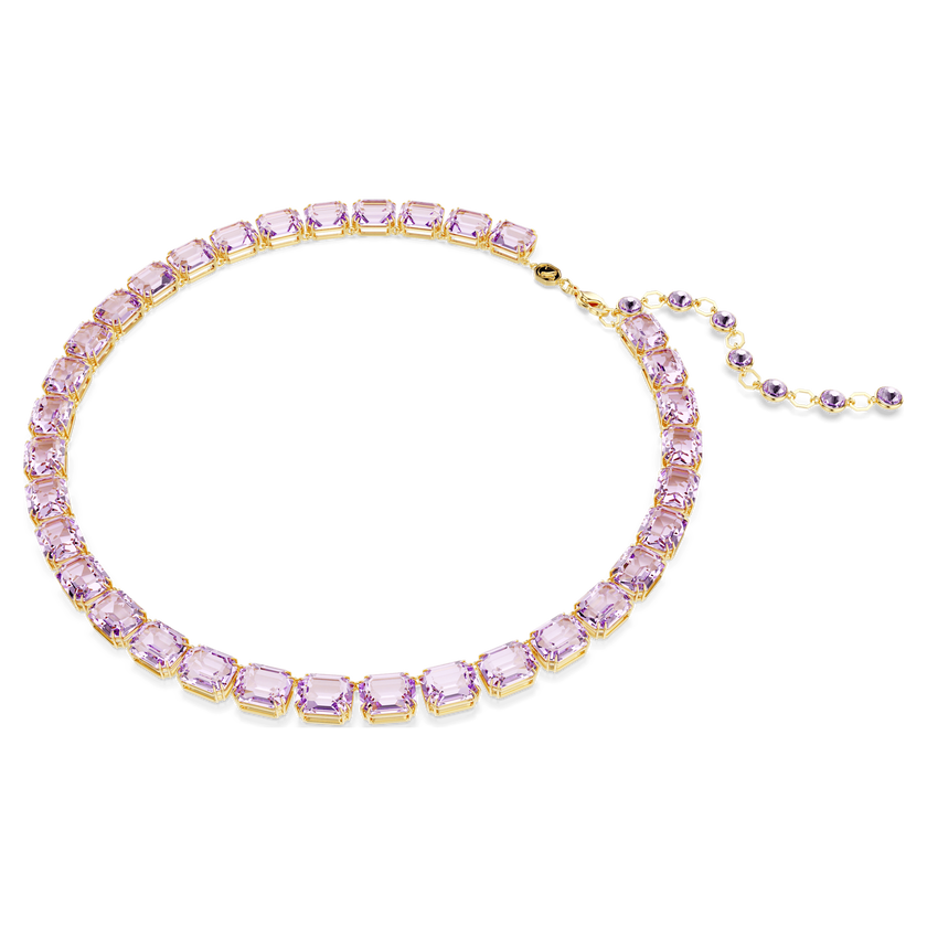swarovski millenia tennis necklace  octagon cut  purple  gold tone plated