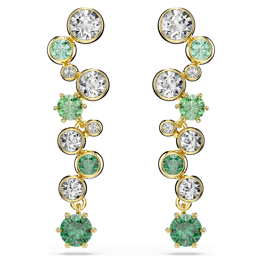 swarovski constella drop earrings  mixed cuts  green  gold tone plated