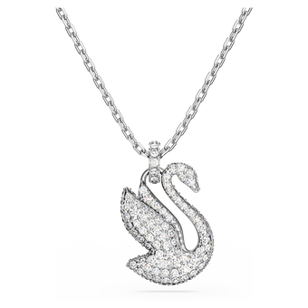 swarovski swan pendant swan medium white rhodium plated