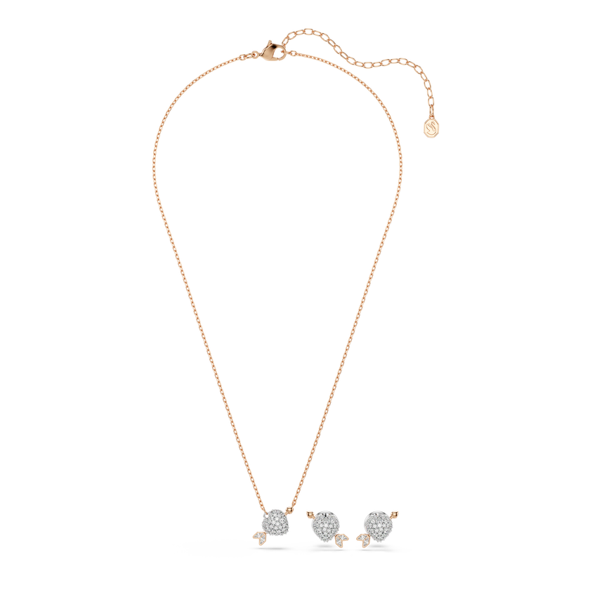 swarovski idyllia set  mixed cuts  heart with arrow  white  rose gold tone plated