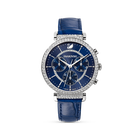 Passage Chrono Watch, Leather strap, Blue, Stainless Steel
