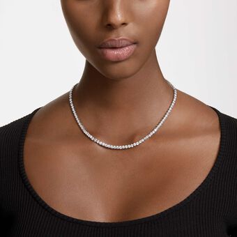 swarovski matrix tennis set  round cut  white  rhodium plated