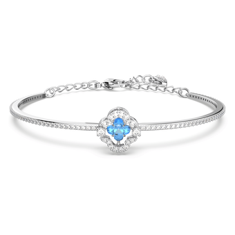 swarovski sparkling dance bangle  clover  blue  rhodium plated