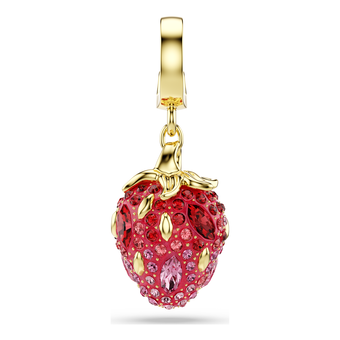 swarovski idyllia charm  mixed cuts  strawberry  red  gold tone plated