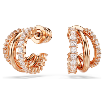 swarovski hyperbola hoop earrings mixed cuts mini white rose gold tone plated