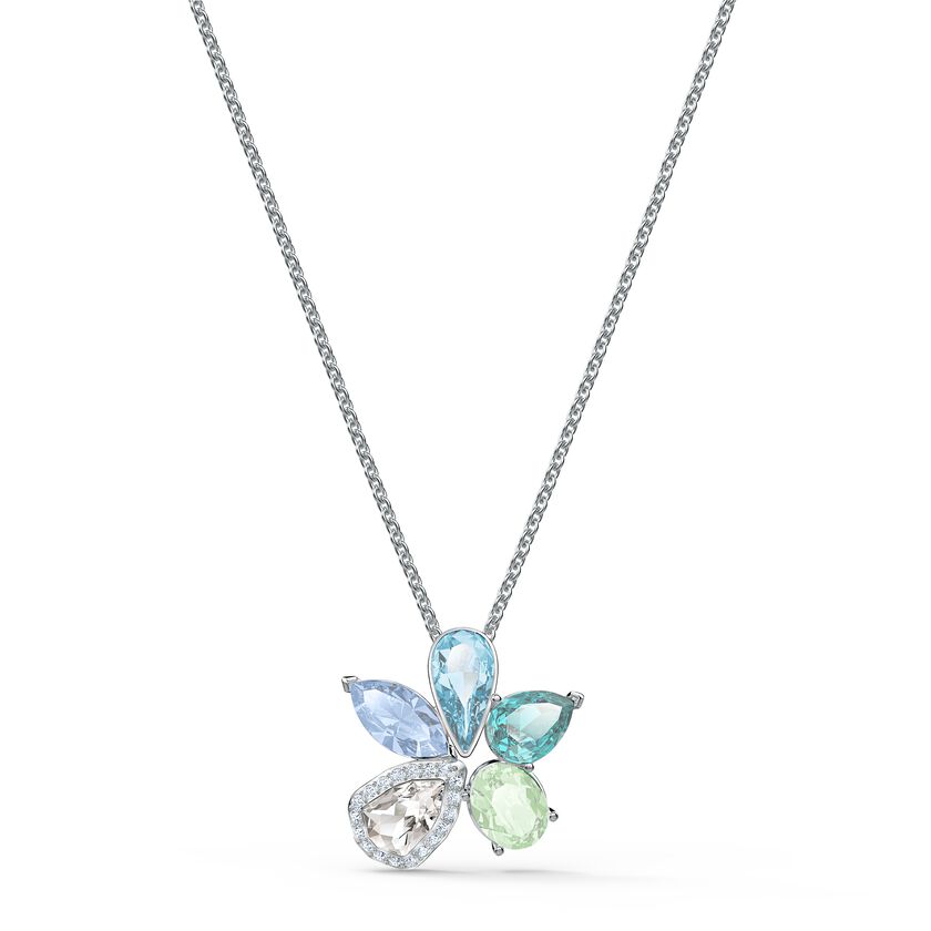 Sunny Necklace, Light multi-colored, Rhodium plated