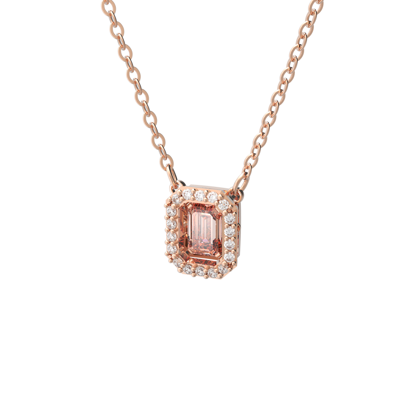 Millenia necklace, Octagon cut Swarovski zirconia, Pink, Rose gold tone plated