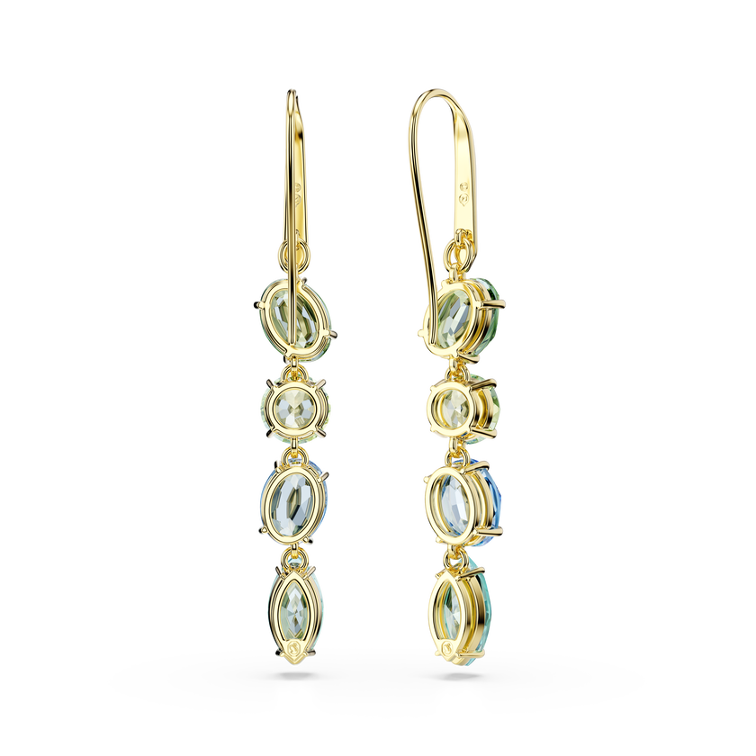 swarovski gema drop earrings  mixed cuts  multicolored  gold tone plated