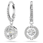 swarovski una drop earrings round cut white rhodium plated