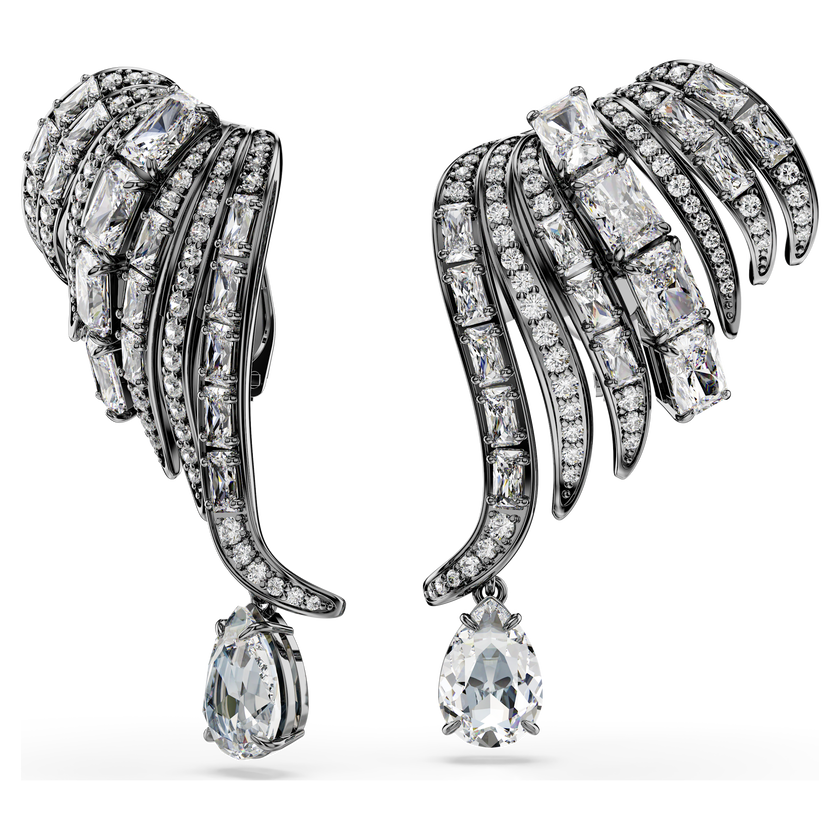 swarovski the vienna collection ear cuffs  feather  white  ruthenium plated