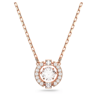 swarovski una necklace round cut white rose gold tone plated