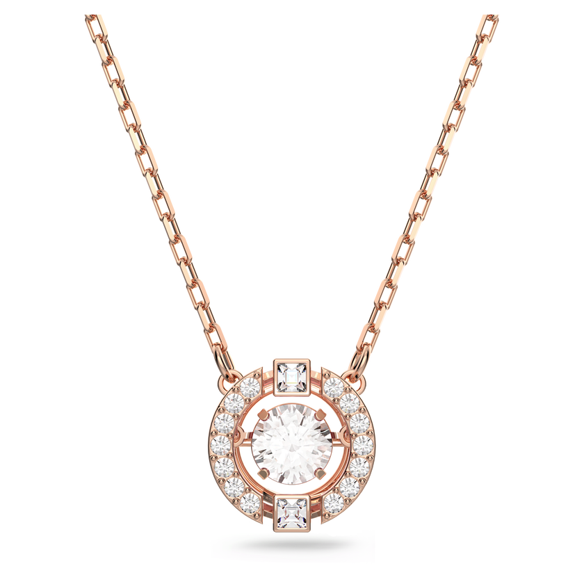 swarovski una necklace  round cut  white  rose gold tone plated