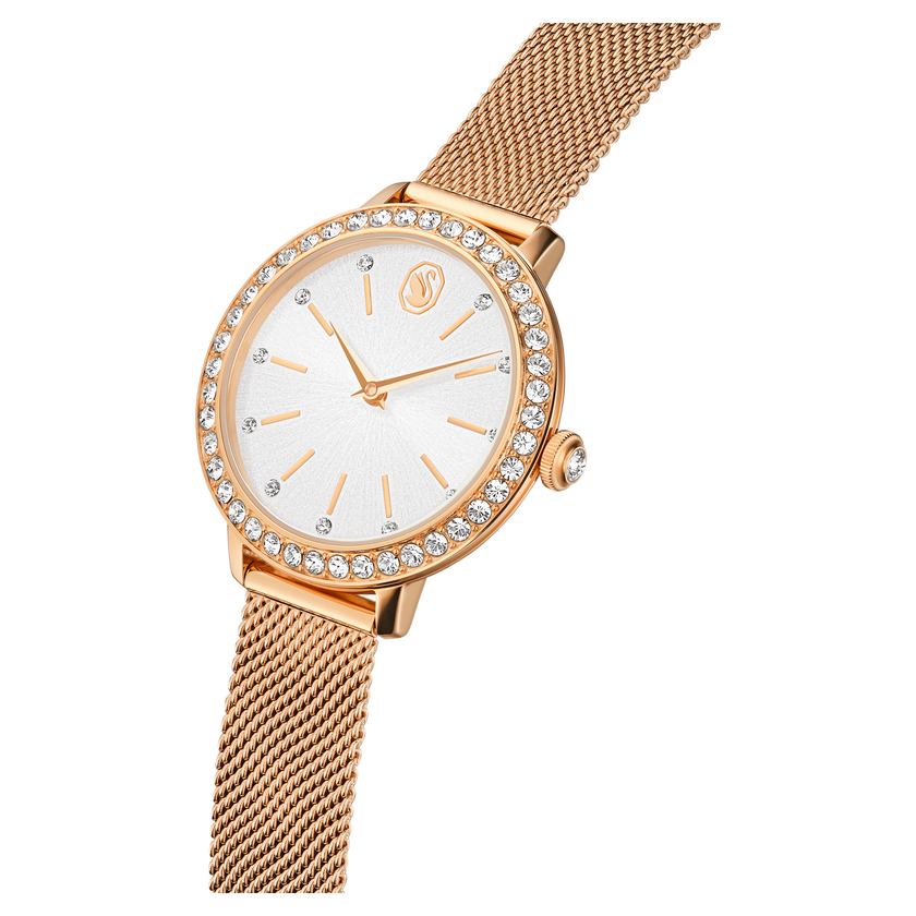 swarovski certa watch  swiss made  metal bracelet  rose gold tone  rose gold tone finish