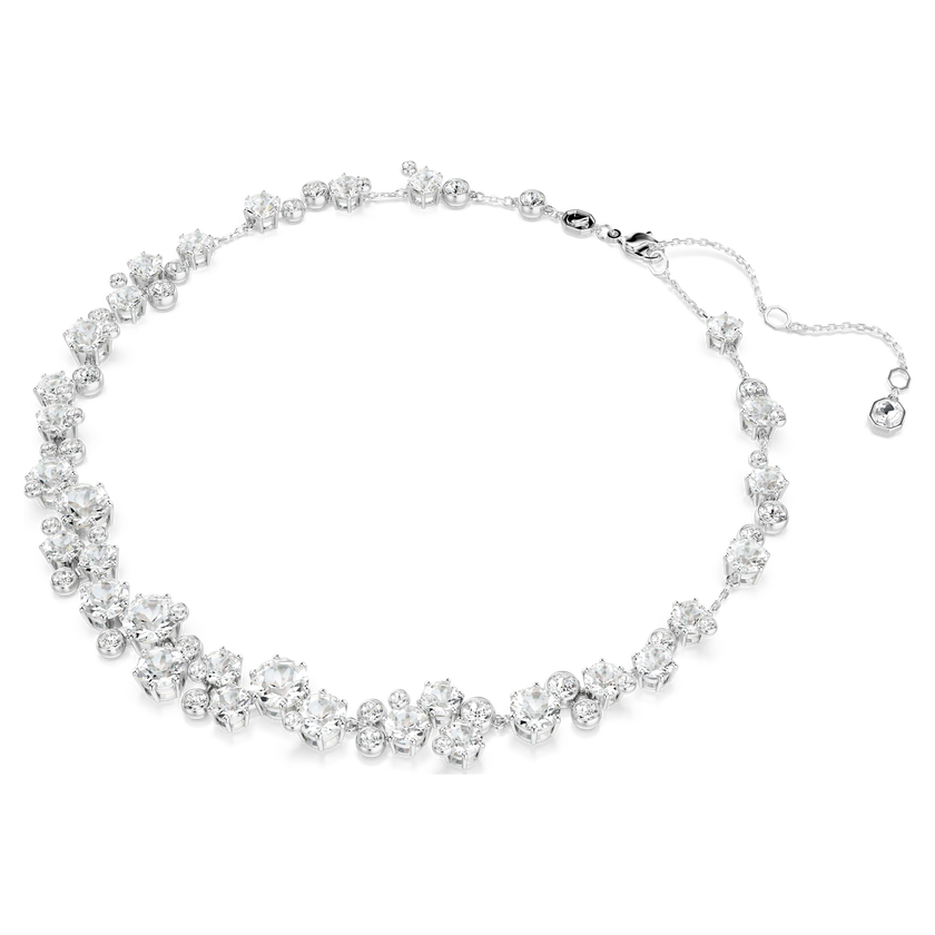 swarovski constella necklace  round cut  white  rhodium plated