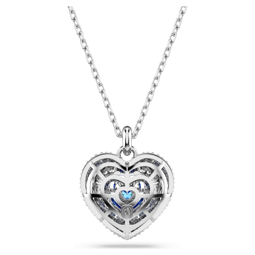 swarovski idyllia pendant  heart  blue  rhodium plated