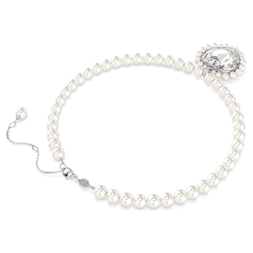 ariana grande x swarovski necklace  crystal pearl  heart cut  heart  white  rhodium plated