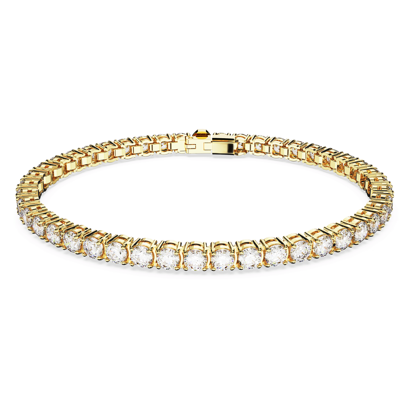 swarovski matrix tennis bracelet  round cut  white  18k gold finish