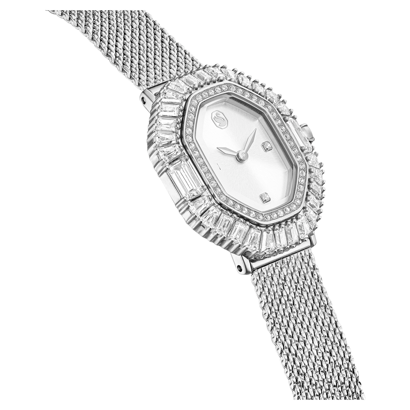 swarovski matrix octagon watch  metal bracelet  silver tone  stainless steel