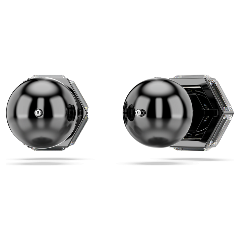 swarovski numina stud earrings  round cut  white  ruthenium plated