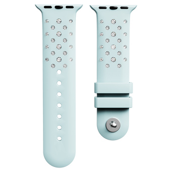 swarovski watch strap  silicone with stitching  green  stainless steel