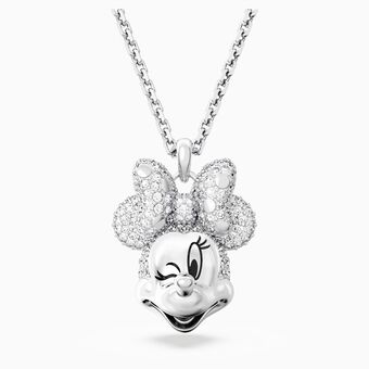 Disney Minnie Mouse pendant, White, Rhodium plated