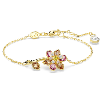 swarovski idyllia bracelet  mixed cuts  flower  multicolored  gold tone plated
