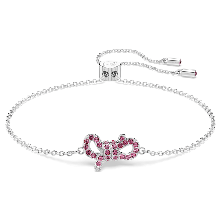 swarovski lifelong bow bracelet  bow  pink  rhodium plated