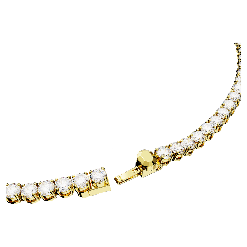 swarovski matrix tennis necklace  round cut  white  gold tone plated