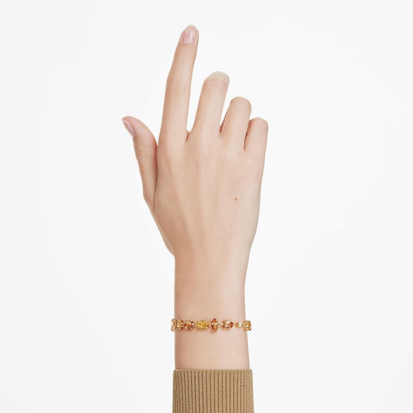 swarovski gema bracelet  mixed cuts  yellow  gold tone plated