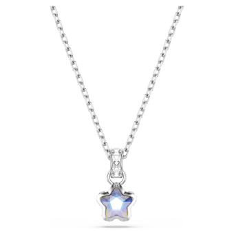 swarovski chroma pendant  mixed cuts  star  white  rhodium plated