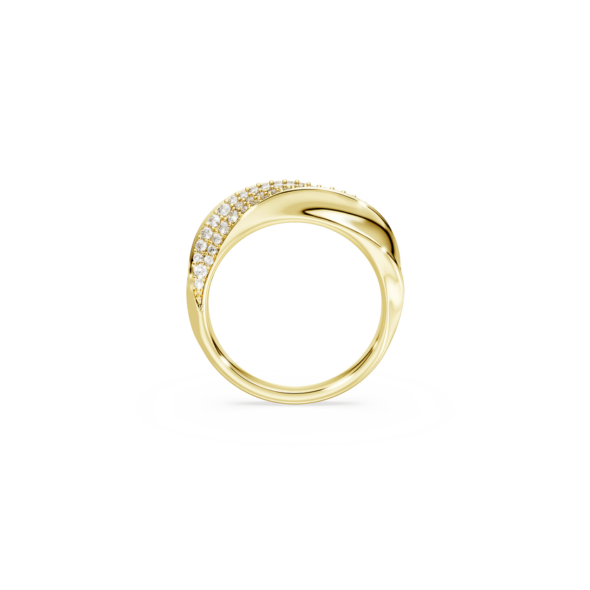 swarovski classica band ring  round cut  white  sterling silver  18k gold finish