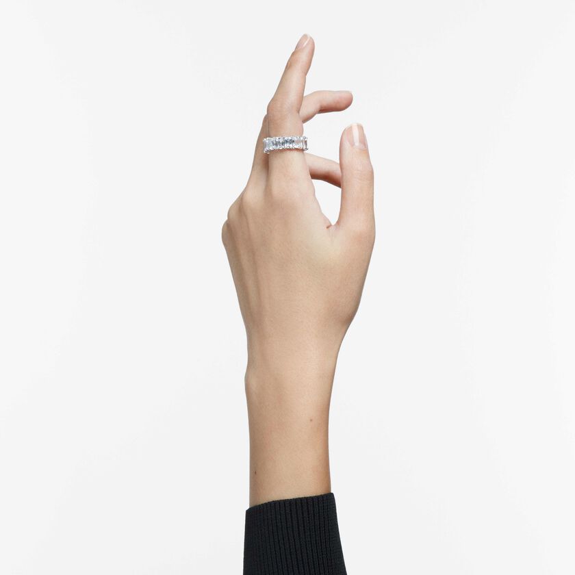 swarovski matrix vittore ring  rectangular cut  white  rhodium plated