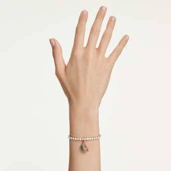 swarovski idyllia charm  mixed cuts  watermelon  multicolored  gold tone plated