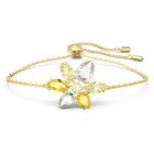 Gema bracelet, Mixed cuts, Flower, Yellow, Gold-tone plated